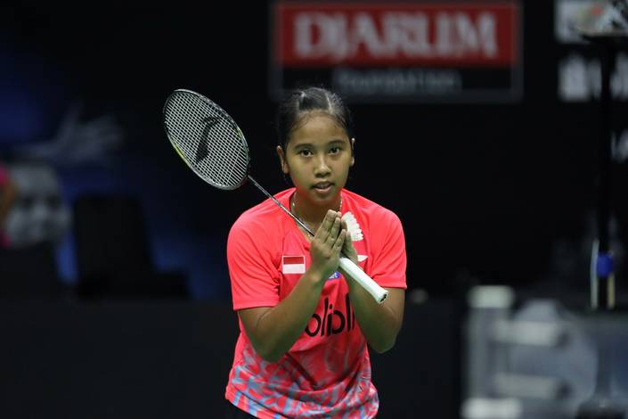 Selebrasi kemenangan Aisyah Sativa Fatetani (tim Garuda).