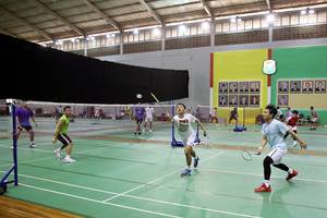 Sesi latihan ganda putra di pelatnas PP PBSI (Djarum Badminton)