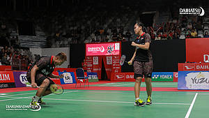 Selebrasi kemenangan Rehan Naufal Kusharjanto/Siti Fadia Silva Ramadhanti.