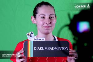 Kirsty Gilmour (Skotlandia) saat menjalani sesi wawancara bersama djarumbadminton.