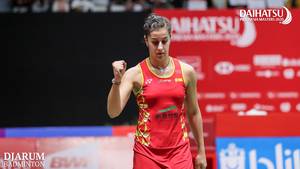 Selebrasi Carolina Marin (Spanyol).