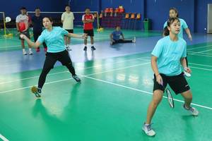Sesi latihan skuad putri Indonesia di sela-sela BATC 2024 (Humas PP PBSI)