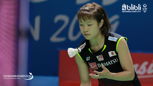 Nozoi Okuhara (Jepang) saat berlaga di ajang Blibli Indonesia Open 2019 BWF World Tour Super 1000.