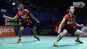 Alfian Eko Prasetya/Marsheilla Gischa Islami (INA) saat berlaga di Bangka Belitung Indonesia Masters 2018 BWF Tour Super 100.