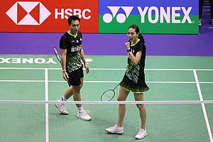 Selebrasi Hafiz Faizal/Gloria Emanuelle Widjaja (Indonesia).