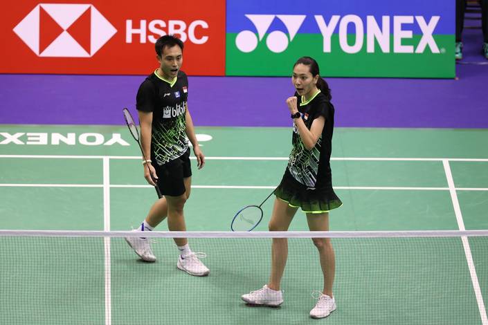 Selebrasi Hafiz Faizal/Gloria Emanuelle Widjaja (Indonesia).