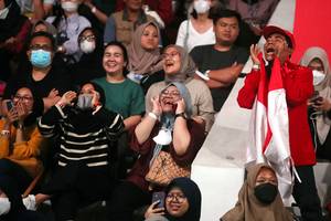 Para suporter Indonesia di Istora GBK, Senayan, Jakarta (Djarum Badminton)