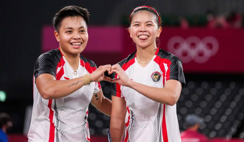 Selebrasi kemenangan ganda putri Indonesia, Greysia Polii/Apriyani Rahayu. (Foto: BADMINTONPHOTO - Shi Tang)