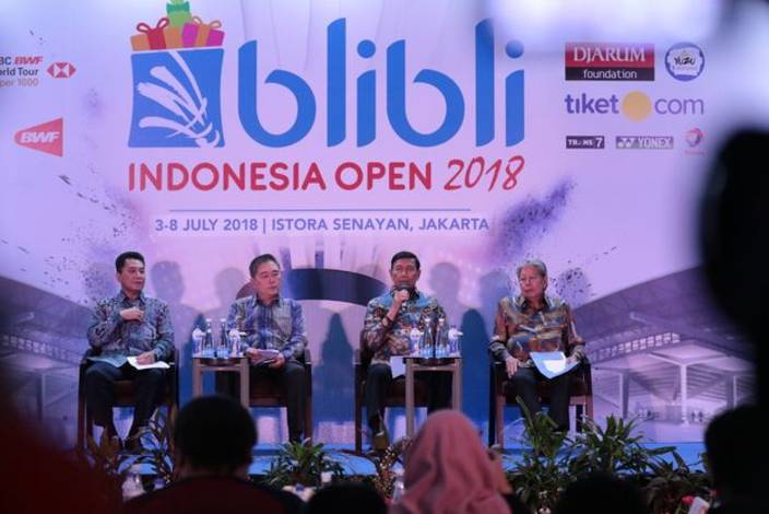 Wiranto (third from left) at Press Conference Blibli Indonesia Open 2018