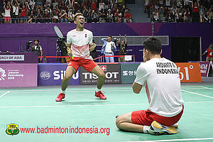 Selebrasi Fajar Alfian/Muhammad Rian Ardianto.