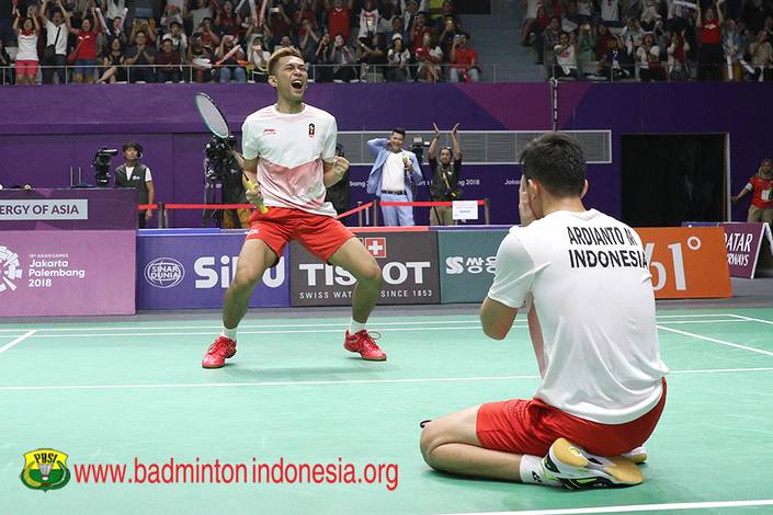 Selebrasi Fajar Alfian/Muhammad Rian Ardianto.