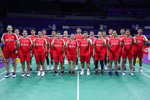 Skuad bulu tangkis Indonesia pada Piala Sudirman 2023 (Humas PP PBSI)