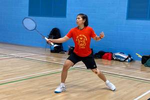 Greysia Polii mengikuti sesi latihan di Birmingham jelang All England 2022 (Humas PP PBSI)