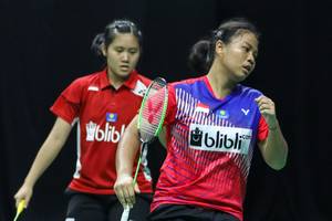 Selebrasi Jesita Putri Miantoro/Lanny Tria Mayasari.