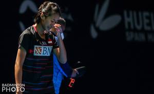 Ekspresi Putri Kusuma Wardani (Indonesia). (Foto: BADMINTONPHOTO - Raphael Sachetat)