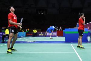 Ekspresi kekecewaan Adnan Maulana/ Mychelle Crhystine Bandaso (Indonesia).