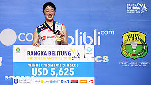 Minatsu Mitani (JPN) juara tunggal putri Bangka Belitung Indonesia Masters 2018 BWF Tour Super 100.