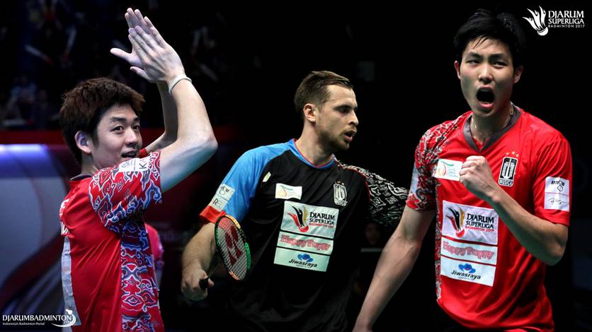 Lee Yong Dae, Vladimir Ivanov dan Chou Tien Chen saat memperkuat tim beregu putra Musica.
