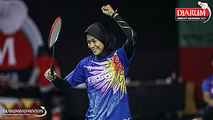 Selebrasi kemenangan Dinar Dyah Ayustine (PB Pertamina Fastron).