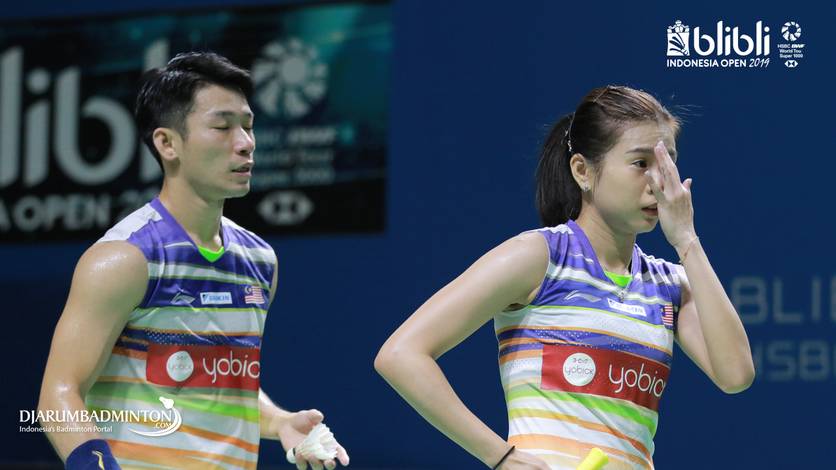 Chan Peng Soon/Goh Liu Ying (Malaysia) saat tampil di ajang Blibli Indonesia Open 2019 BWF World Tour Super 1000.