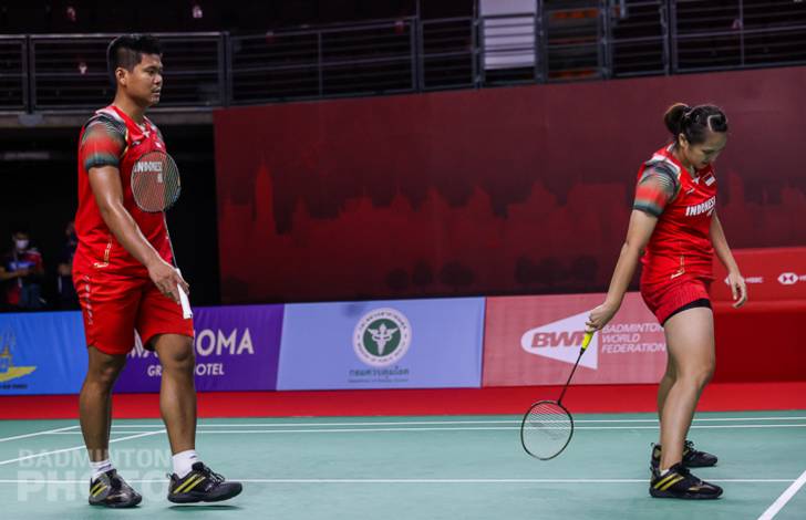 Ekspresi kekecewaan Praveen Jordan/Melati Daeva OKtavianti (Indonesia). (Copyright: Badmintonphoto | Courtesy of BWF)