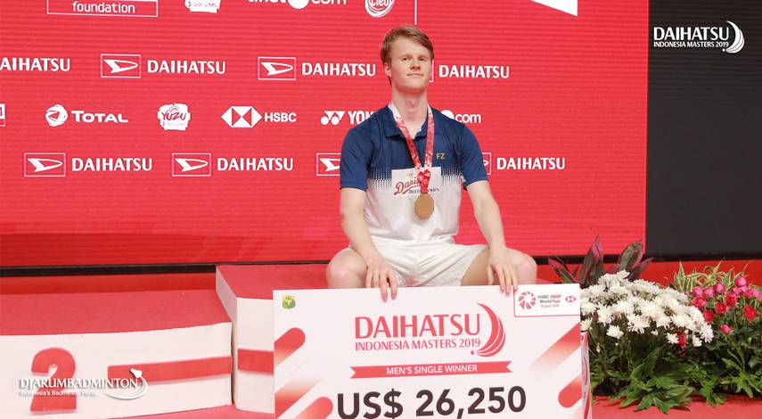 Anders Antonsen keluar sebagai juara tunggal putra Daihatsu Indonesia Masters 2019 BWF World Tour Super 500.