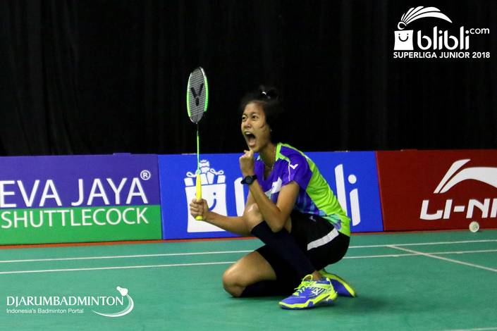 Selebrasi kemenangan Putri Kusuma Wardani (Exist).