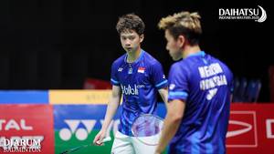 Kevin Sanjaya Sukamuljo/Marcus Fernaldi Gideon (Indonesia) saat tampil di ajang Daihatsu Indonesia Masters 2020 BWF World Tour Super 500.