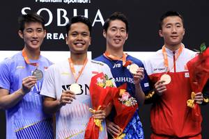 Loh Kean Yew, Anthony Sinisuka Ginting, Kanta Tsuneyama, & Lu Guang Zu (Humas PP PBSI)