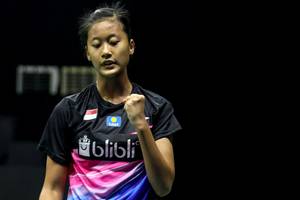 Selebrasi Putri Kusuma Wardani.