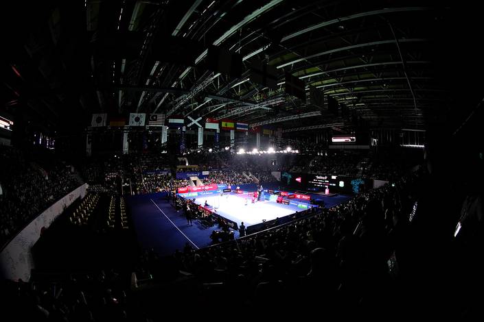 Penyelenggaraan turnamen bulu tangkis Indonesia Open 2022 di Istora GBK, Senayan, Jakarta (Djarum Badminton)