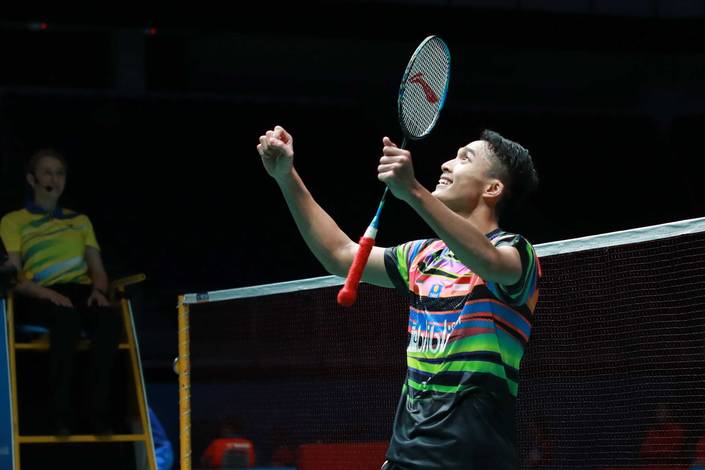Selebrasi Jonatan Christie (Indonesia).