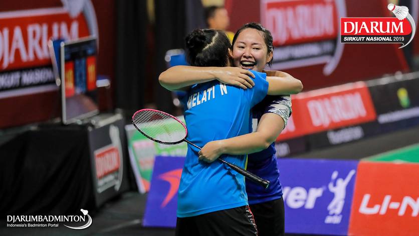 Selebrasi kemenangan Nadiya Melati/Tiara Rosalia Nuraidah (PB Pertamina Fastron).