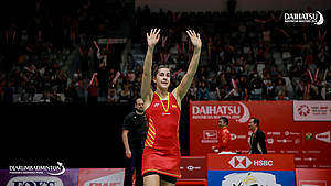 Selebrasi Carolina Marin (Spanyol).