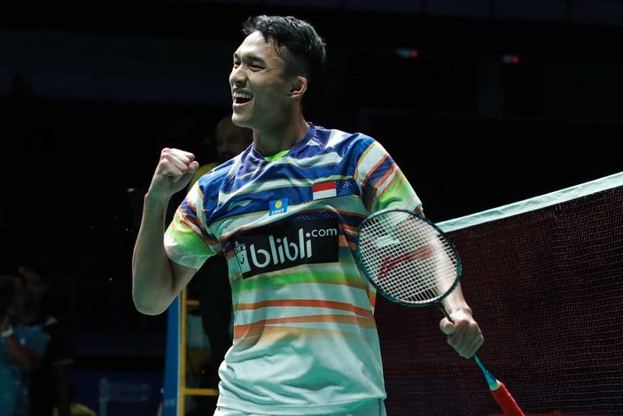 Selebrasi Jonatan Christie (Indonesia).