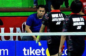 Markis Kido Saat Memberikan Instruksi Kepada Gerardo Rizqullah Hafidz/Dea Riska Putri Hapsari.