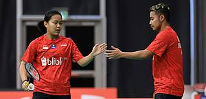 kekompakan Rehan Naufal Kusharjanto/Siti Fadia Silva Ramadhanti di lapangan.