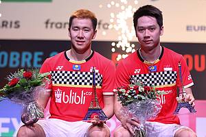 Kevin Sanjaya Sukamuljo/Marcus Fernaldi Gideon (Indonesia) sabet juara ganda putra French Open 2019 BWF World Tour Super 750.