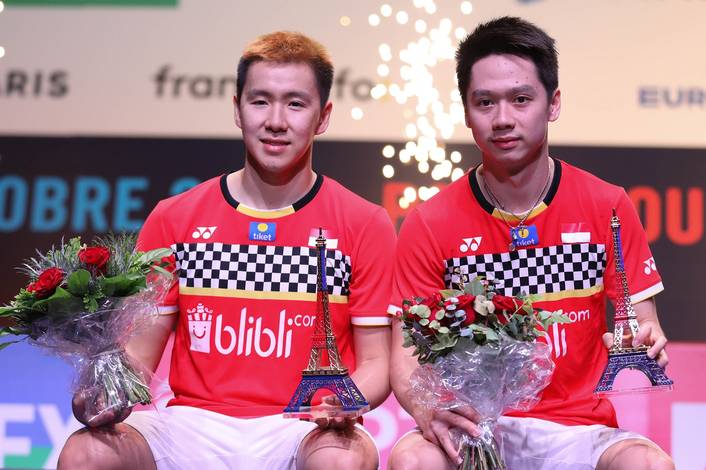 Kevin Sanjaya Sukamuljo/Marcus Fernaldi Gideon (Indonesia) sabet juara ganda putra French Open 2019 BWF World Tour Super 750.