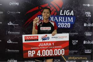 Ruzana juara tunggal putri U-17, U-19 & Dewasa Liga PB Djarum 2020. (Foto: PB Djarum)