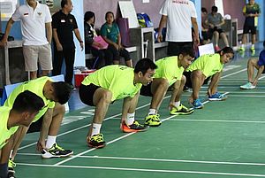 Suasana Latihan Bersama Tim Indonesia Jelang Thomas dan Uber Cup 2018. 