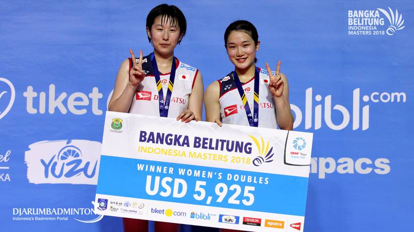 Ayako Sakuramoto/Yukiko Takahata juara ganda putri Bangka Belitung Indonesia Masters 2018 BWF Tour Super 100.