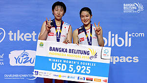 Ayako Sakuramoto/Yukiko Takahata juara ganda putri Bangka Belitung Indonesia Masters 2018 BWF Tour Super 100.