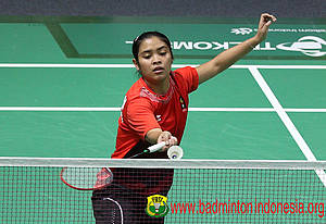 Gregoria Mariska Tunjung menyambut pengembalian.