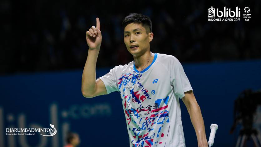 Chou Tien Chen (Taiwan) celebration.