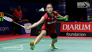 Ruselli Hartawan saat tampil di ajang Bangka Belitung Indonesia Masters 2018 BWF Tour Super 100.