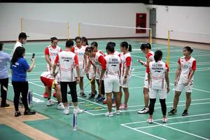 Sesi latihan tim putri Indonesia di Bangkok, Thailand, jelang Piala Uber 2022 (Humas PP PBSI)