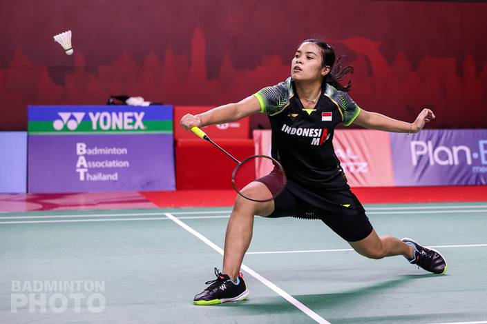 Tunggal putri Indonesia, Gregoria Mariska Tunjung bersiap menyambut pengembalian. (Copyright: Badmintonphoto | Courtesy of BWF)