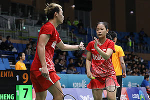 Kekompakan Rinov Rivaldy/Pitha Haningtyas Mentari (Indonesia). 