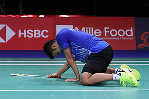 Ekspresi kekecewaan Anthony Sinisuka Ginting (Indonesia).